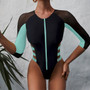 Women's One Piece Color Block Tight Fitting Slim Fit Beach Swimsuit