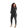 Plus Size Women Zip Long Sleeve Top and Pant Two Piece