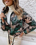 Winter Women Printed Long Sleeves Zip Padded Jacket