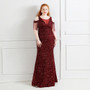 Plus Size Women Sequin Patchwork Fringe Formal Party Evening Dress