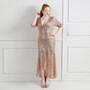 Plus Size Women Sequin V-Neck Formal Party Evening Dress