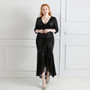 Plus Size Women Sequin V-Neck Formal Party Evening Dress