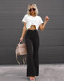 Women autumn high waist micro flared pants