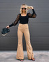 Women autumn high waist micro flared pants