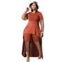 Plus Size Women Casual Solid Top and Shorts Casual Two-piece Set