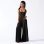 Women Casual Knitting Sexy Suspender Wide Leg Jumpsuit