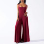 Women Casual Knitting Sexy Suspender Wide Leg Jumpsuit