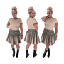 Women Round Neck knitting Print short-sleeved Top and pleated Skirt two-piece set