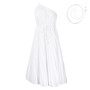 Women Summer Solid Slash Shoulder Lace-Up Loose Pleated Dress