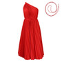 Women Summer Solid Slash Shoulder Lace-Up Loose Pleated Dress