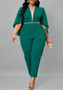 Plus Size Women Sexy Solid Bat Cape Sleeve V Neck Jumpsuit