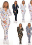 Sexy Women's Print Long Sleeve Tight Fitting Jumpsuit