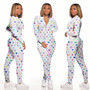 Sexy Women's Print Long Sleeve Tight Fitting Jumpsuit