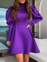 Women Turtle Neck Long Sleeve Formal Party Dress