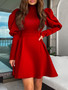 Women Turtle Neck Long Sleeve Formal Party Dress