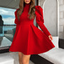 Women Turtle Neck Long Sleeve Formal Party Dress