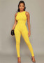 Women Solid Stretch Sleeveless Sexy Round Neck Jumpsuit