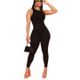 Women Solid Stretch Sleeveless Sexy Round Neck Jumpsuit