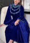 Saudi Arabia abaya Women Velvet zipper green water drop diamond dress robe