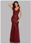 Women Sequin Red Sexy Mermaid Formal Party Evening Dress