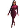 Printed Long Sleeve Tight Fitting Women's Jumpsuit