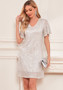 Shiny Sequin Short Sleeve V Neck Elegant Party Dress