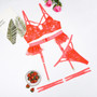 Fashionable Flower Embroidered Ruffle Sexy See-Through Four-Piece Underwear Set