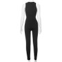 Women Spring See-Through Mesh Patchwork Sleeveless Square Neck Jumpsuits