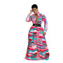 Women Irregular Print Turndown Collar Long Sleeve Maxi Dress