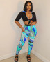 Women Sexy Top and Printed Pants Two-piece Set