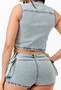 Women Multi-Pocket Vest and Casual Shorts Stretch Two-piece Set