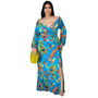 Plus Size Women Feather Print Sexy Slit Dress