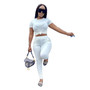 Women Wrinkled Short Sleeve T-Shirt and PantSolid Two-Piece Set