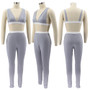 Women Solid Sling Elastic Casual Sports Two-piece Set