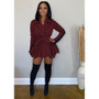 Women Solid Color Block Long Sleeve Casual Dress