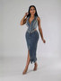 Women's Casual Stretch Denim Two Piece Skirt Set