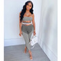 Women's Sexy Print Lace-Up Hollow Waist Strapless Jumpsuit