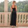 Women Solid Sequin Slit Party Evening Dress