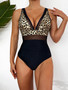 Women Leopard Mesh Backless Sexy Bikini One-piece Swimsuit