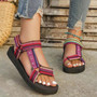 Plus Size Sandals Summer Thin Sole Beach Shoes Ethnic Velcro Women's Shoes