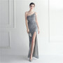 Beaded One-Shoulder Strap Slit Nightclub Evening Dress Formal Party Gown