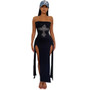 Women's Spring Beaded Slit Strapless Sexy Dress