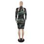 Women Camouflage Print Long Sleeve Dress