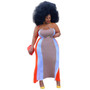 Plus Size Women's Suspender Candy Patchwork Sexy Dress Plus Size Maxi Dress