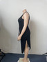 Solid Color Sleeveless Drawstring Irregular Plus Size Dress