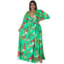 Plus Size Women's Summer Deep V-Neck Print Multicolor Dress