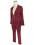 Spring/Summer Ladies Long Sleeve Casual Suit Solid Color Plus Size Suit Pants Two Piece