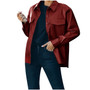 Ladies Casual Long Sleeve Pu Leather Shirt Jacket