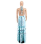 Women Clothes Summer Print Halter Strap Backless Casual Maxi Dress