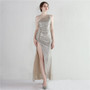 Sequined One-Shoulder Formal Party Split Long Sequined Evening Dress